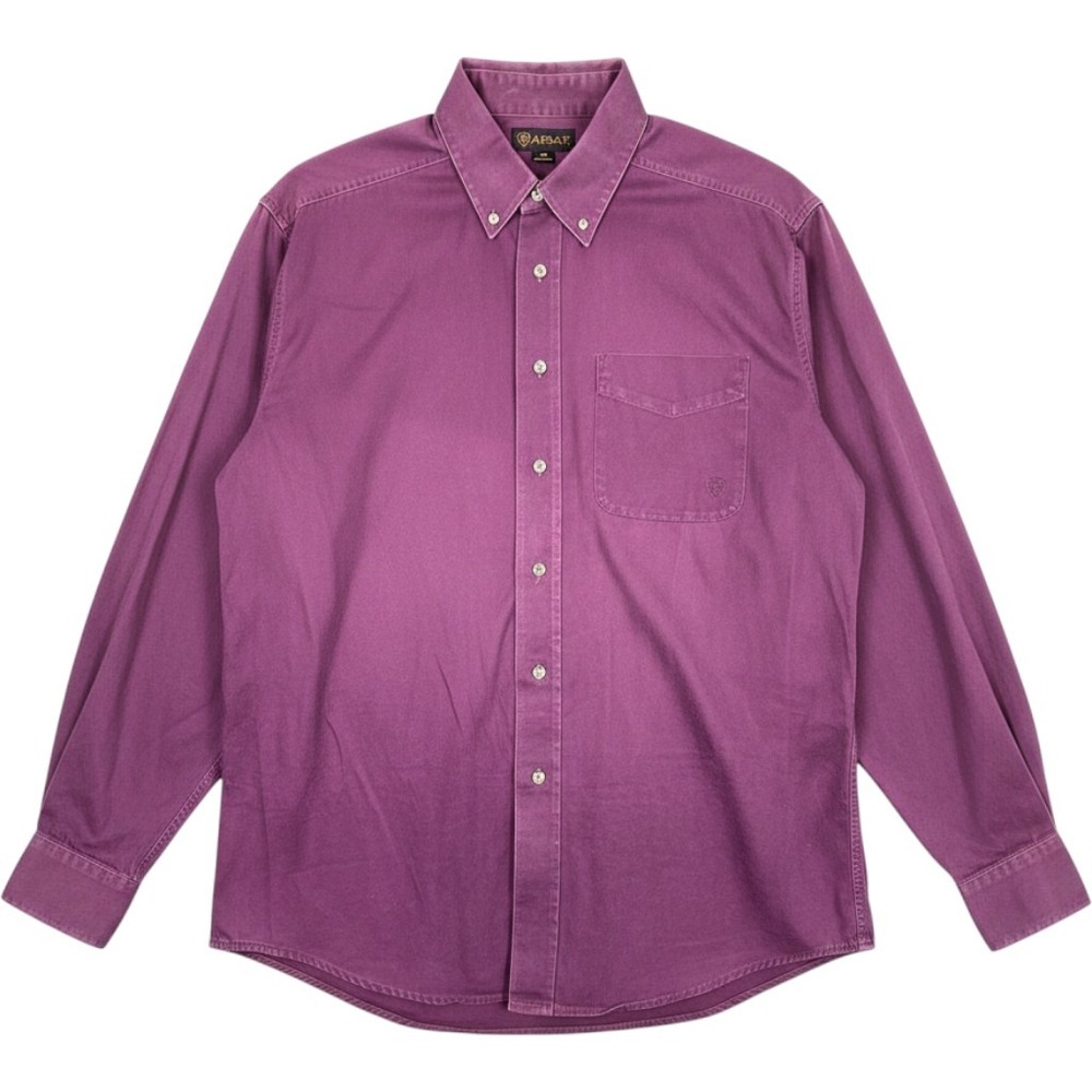 Ariat Mens Large Purple Cotton Twill Button Down Long Sleeve Western Shirt L
